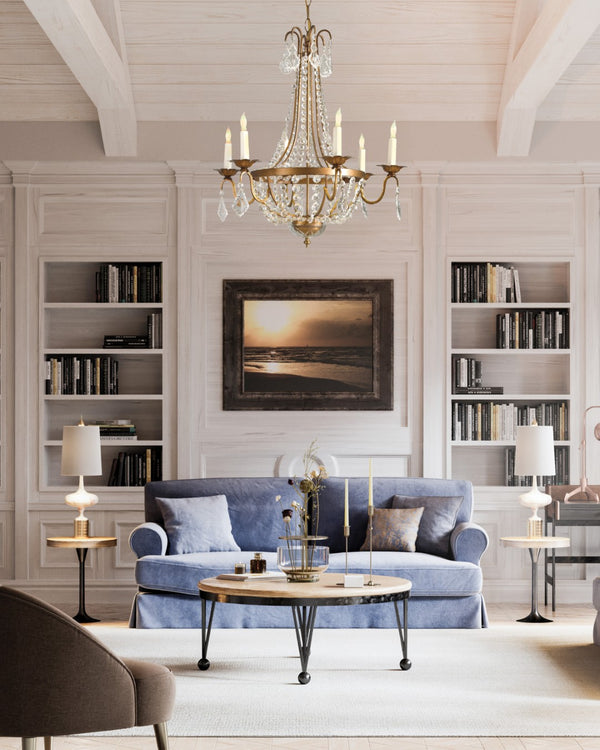 Chelsea House Empire Italian Gilt Crystal Chandelier — 25" Classic Cascade Fixture For Dining, Foyer, Transitional Homes 68005