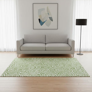 HomeRoots 5' X 8' Artichoke Green Abstract Washable Area Rug with UV Protection for Modern Homes & Families 680057