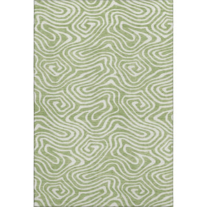 HomeRoots 5' X 8' Artichoke Green Abstract Washable Area Rug with UV Protection for Modern Homes & Families 680057