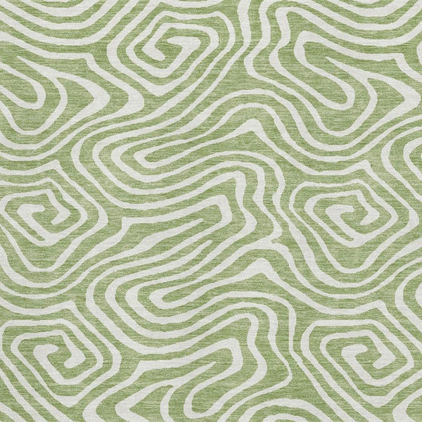 HomeRoots 5' X 8' Artichoke Green Abstract Washable Area Rug with UV Protection for Modern Homes & Families 680057