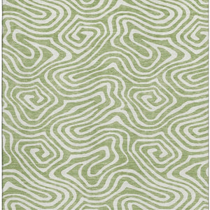 HomeRoots 5' X 8' Artichoke Green Abstract Washable Area Rug with UV Protection for Modern Homes & Families 680057