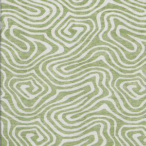 HomeRoots 8' X 10' Artichoke Green & Ivory Abstract Washable Area Rug - Stain Resistant & UV Protected Design 680059