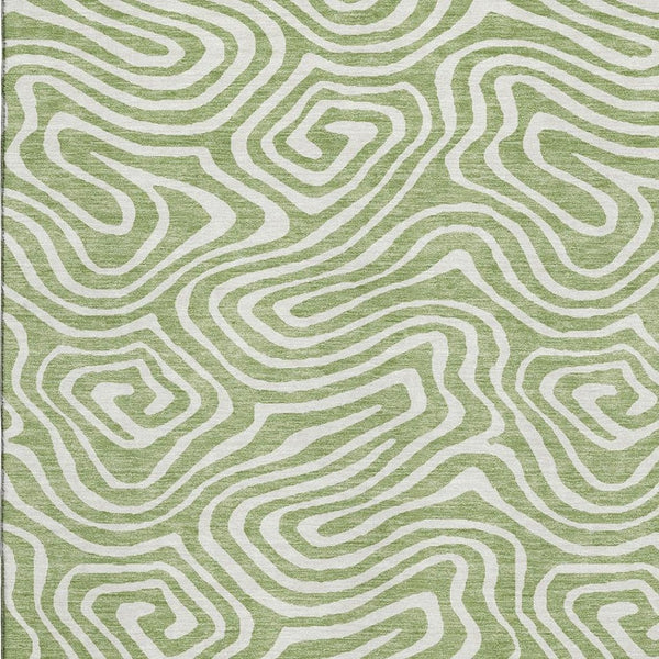 HomeRoots 8' X 10' Artichoke Green & Ivory Abstract Washable Area Rug - Stain Resistant & UV Protected Design 680059