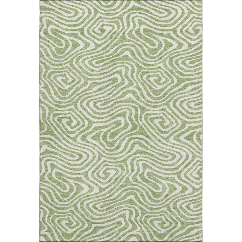 HomeRoots 9' X 12' Artichoke Green Abstract Washable Area Rug - UV Protected, Stain-Resistant, Durable Design 680060