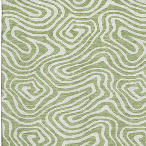 HomeRoots 9' X 12' Artichoke Green Abstract Washable Area Rug - UV Protected, Stain-Resistant, Durable Design 680060