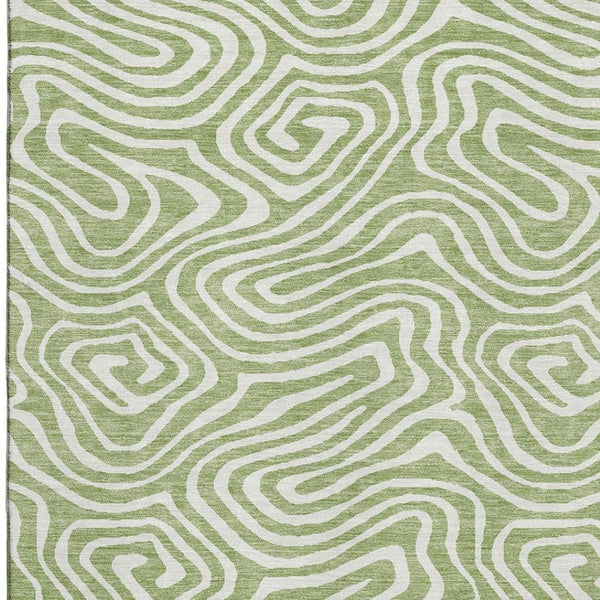 HomeRoots 9' X 12' Artichoke Green Abstract Washable Area Rug - UV Protected, Stain-Resistant, Durable Design 680060