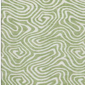 HomeRoots 10' Artichoke Green & Ivory Abstract Area Rug - Washable, UV Protected, Stain Resistant for Modern Spaces 680061