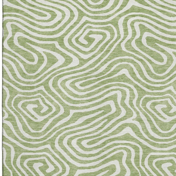 HomeRoots 10' Artichoke Green & Ivory Abstract Area Rug - Washable, UV Protected, Stain Resistant for Modern Spaces 680061