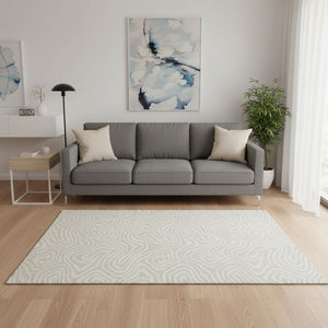 HomeRoots 5' X 8' Beige And Ivory Abstract Area Rug - Durable, Stain Resistant, Washable with UV Protection 680063