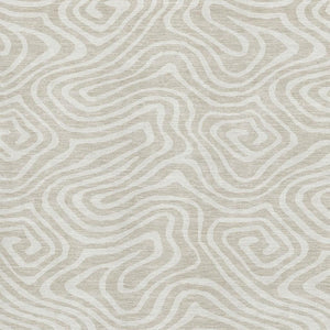 HomeRoots 5' X 8' Beige And Ivory Abstract Area Rug - Durable, Stain Resistant, Washable with UV Protection 680063