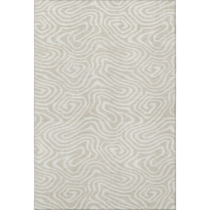 HomeRoots 8' X 10' Beige And Ivory Abstract Area Rug - Washable, UV Protected, Ideal for Busy Homes & Stylish Spaces 680065
