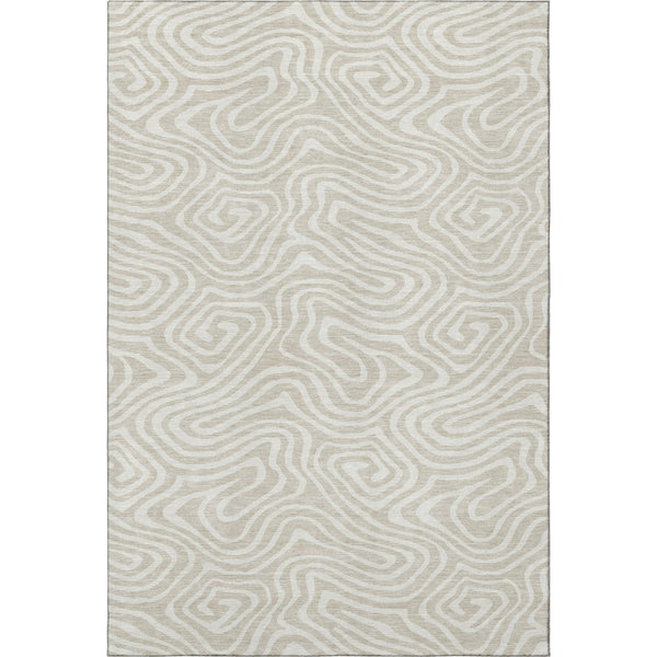 HomeRoots 8' X 10' Beige And Ivory Abstract Area Rug - Washable, UV Protected, Ideal for Busy Homes & Stylish Spaces 680065