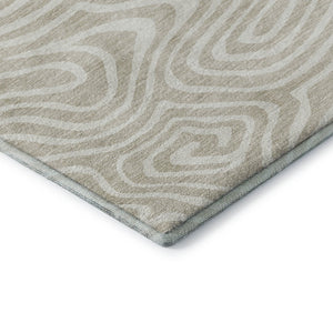 HomeRoots 9' X 12' Abstract Beige and Ivory Area Rug - Washable, Stain-Resistant with UV Protection for Homes 680066