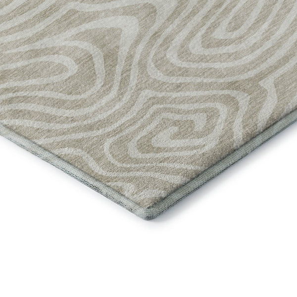 HomeRoots 9' X 12' Abstract Beige and Ivory Area Rug - Washable, Stain-Resistant with UV Protection for Homes 680066