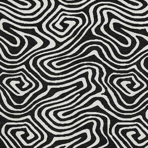 HomeRoots 5' X 8' Black And Ivory Abstract Area Rug – Washable, UV Protection, Ideal for Modern Homes & Pets 680069
