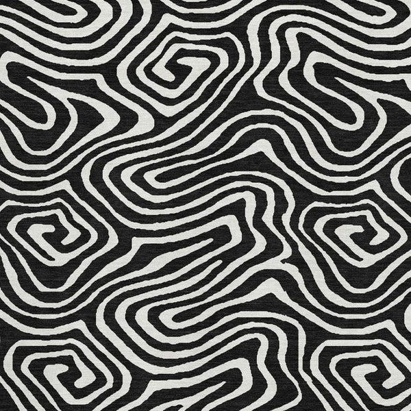 HomeRoots 5' X 8' Black And Ivory Abstract Area Rug – Washable, UV Protection, Ideal for Modern Homes & Pets 680069