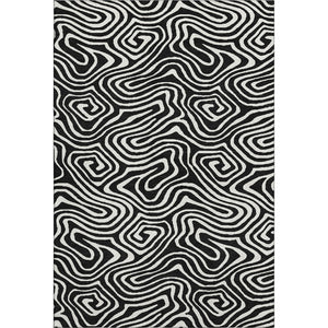 HomeRoots 8' X 10' Black And Ivory Abstract Area Rug – Washable, UV Protected, Durable Design for Modern Spaces 680071