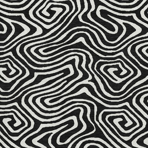 HomeRoots 9' X 12' Black And Ivory Abstract Washable Area Rug – Durable, UV-Protected, Modern Design for Homes 680072