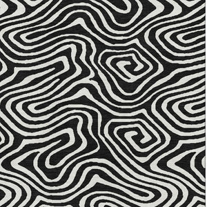 HomeRoots 10' Black and Ivory Abstract Washable Area Rug - Durable, Stain-Resistant, UV Protected for High-Traffic Homes 680073