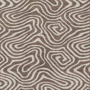 HomeRoots 8' X 10' Abstract Washable Area Rug in Brown & Beige – UV Protected, Stain Resistant, Easy Care! 680077