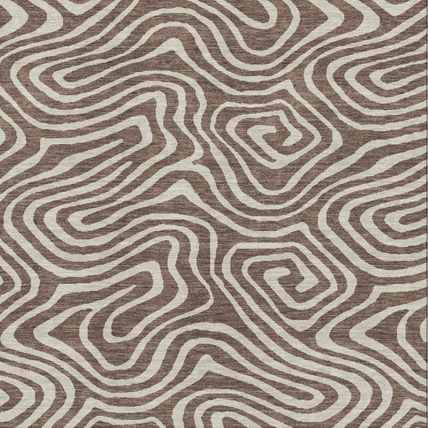 HomeRoots 8' X 10' Abstract Washable Area Rug in Brown & Beige – UV Protected, Stain Resistant, Easy Care! 680077