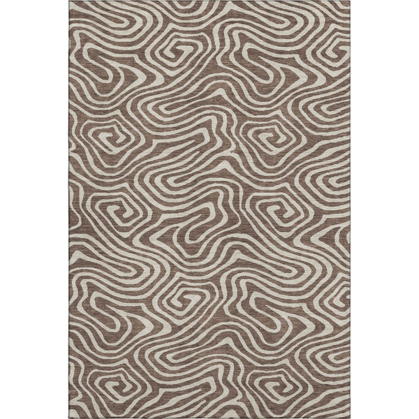 HomeRoots 9' X 12' Abstract Washable Area Rug with UV Protection - Stylish Brown & Beige Design for Modern Homes 680078