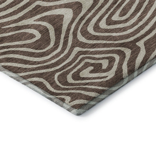 HomeRoots 9' X 12' Abstract Washable Area Rug with UV Protection - Stylish Brown & Beige Design for Modern Homes 680078