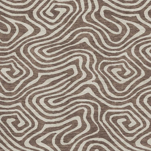 HomeRoots 9' X 12' Abstract Washable Area Rug with UV Protection - Stylish Brown & Beige Design for Modern Homes 680078