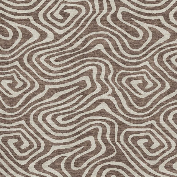 HomeRoots 9' X 12' Abstract Washable Area Rug with UV Protection - Stylish Brown & Beige Design for Modern Homes 680078