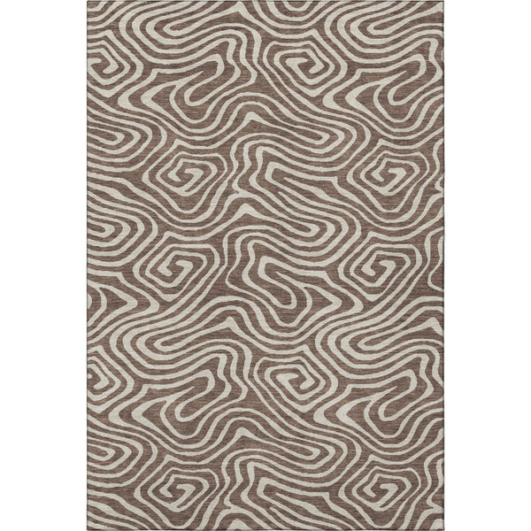 HomeRoots 10' X 14' Washable Brown and Beige Abstract Area Rug with UV Protection for Modern Living Spaces 680079