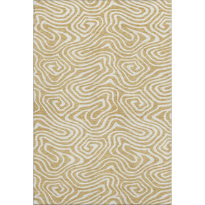 HomeRoots 5' X 8' Gold And Ivory Abstract Washable Area Rug – Stylish, Pet-Friendly, UV-Protected & Easy Care! 680081
