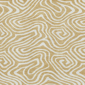 HomeRoots 5' X 8' Gold And Ivory Abstract Washable Area Rug – Stylish, Pet-Friendly, UV-Protected & Easy Care! 680081