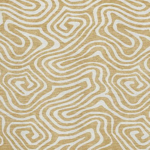 HomeRoots 9' X 12' Gold & Ivory Abstract Washable Area Rug – Stylish, Durable, UV-Protected for Everyday Living 680084