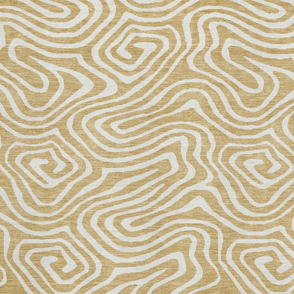 HomeRoots 9' X 12' Gold & Ivory Abstract Washable Area Rug – Stylish, Durable, UV-Protected for Everyday Living 680084