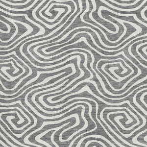 HomeRoots 5' X 8' Gray and Ivory Abstract Area Rug - Modern, Washable, UV Protected, Perfect for Family Spaces! 680087