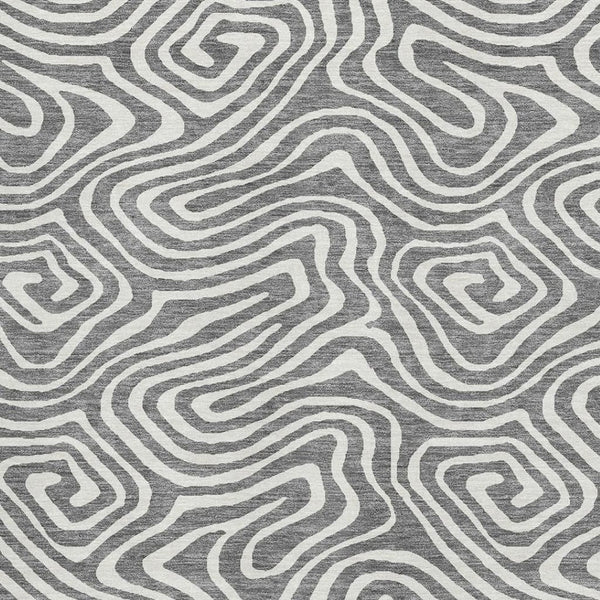 HomeRoots 5' X 8' Gray and Ivory Abstract Area Rug - Modern, Washable, UV Protected, Perfect for Family Spaces! 680087