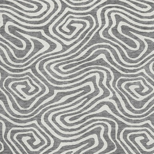 HomeRoots 9' X 12' Gray And Ivory Abstract Area Rug - Washable, UV-Protected, Perfect for High-Traffic Areas 680090
