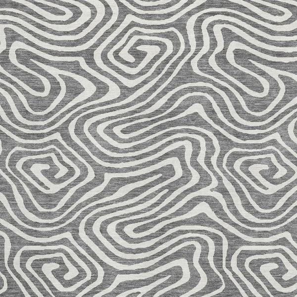 HomeRoots 9' X 12' Gray And Ivory Abstract Area Rug - Washable, UV-Protected, Perfect for High-Traffic Areas 680090