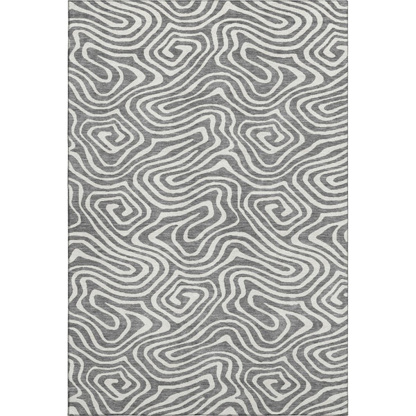 HomeRoots 10' Gray and Ivory Abstract Area Rug - Washable, UV-Protected, Durable for High-Traffic Homes 680091
