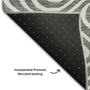 HomeRoots 10' Gray and Ivory Abstract Area Rug - Washable, UV-Protected, Durable for High-Traffic Homes 680091