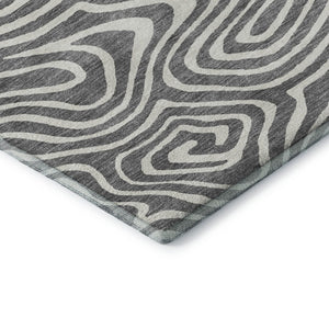 HomeRoots 10' Gray and Ivory Abstract Area Rug - Washable, UV-Protected, Durable for High-Traffic Homes 680091