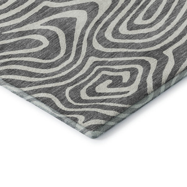 HomeRoots 10' Gray and Ivory Abstract Area Rug - Washable, UV-Protected, Durable for High-Traffic Homes 680091