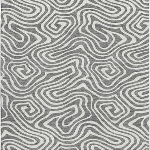 HomeRoots 10' Gray and Ivory Abstract Area Rug - Washable, UV-Protected, Durable for High-Traffic Homes 680091
