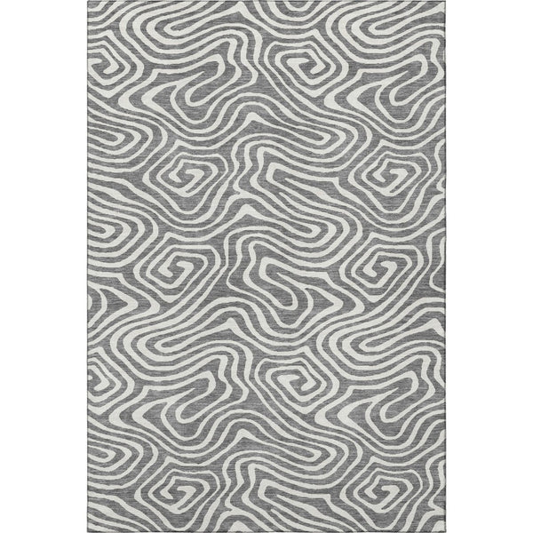 HomeRoots 10' Gray and Ivory Abstract Area Rug - Washable, UV-Protected, Durable for High-Traffic Homes 680091