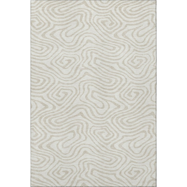 HomeRoots 5' X 8' Ivory and Beige Abstract Area Rug - Washable, Stain Resistant, UV Protected for Families 680093