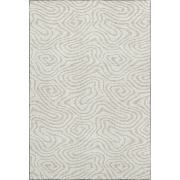 HomeRoots 8' X 10' Ivory and Beige Abstract Area Rug - Washable, UV Protected, Stain Resistant for Busy Homes 680095