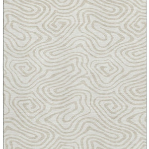 HomeRoots 8' X 10' Ivory and Beige Abstract Area Rug - Washable, UV Protected, Stain Resistant for Busy Homes 680095