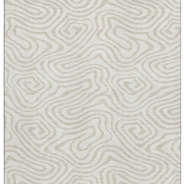 HomeRoots 8' X 10' Ivory and Beige Abstract Area Rug - Washable, UV Protected, Stain Resistant for Busy Homes 680095