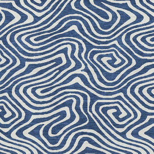 HomeRoots 5' X 8' Navy Blue and Ivory Abstract Area Rug - Stylish, Washable with UV Protection for Modern Homes 680099