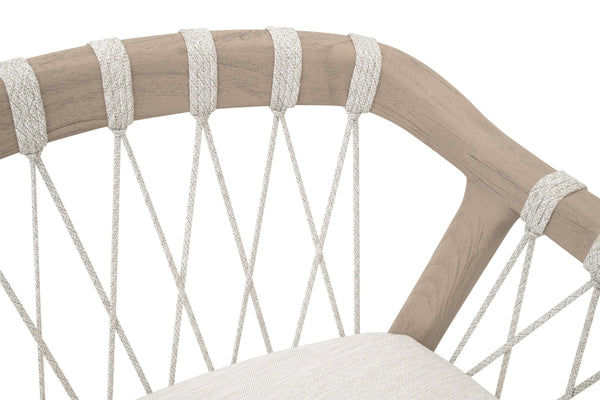 Essentials for Living Pacific Outdoor Teak Counter Stool with Woven Rope Seat and Cushion for Al Fresco Dining 6800CS.WHT/WHT/W-ET